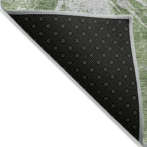 8' Green And Gray Round Abstract Washable Indoor Outdoor Area Rug