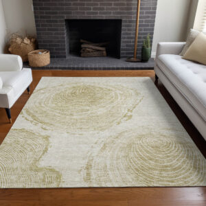 9' X 12' Khaki Beige And Taupe Abstract Washable Indoor Outdoor Area Rug