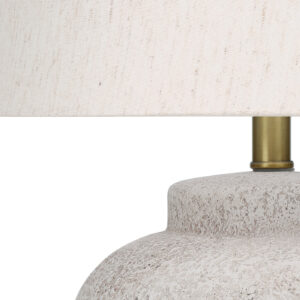 22" Cream Concrete Urn Table Lamp With Cream Abstract Empire Shade