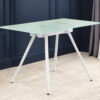 47" White Glass and Metal Computer Desk