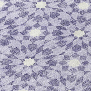 8' Lilac Purple And Ivory Round Floral Medallion Washable Indoor Outdoor Area Rug