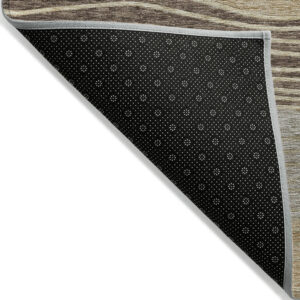 3' X 5' Taupe Brown And Beige Striped Washable Indoor Outdoor Area Rug