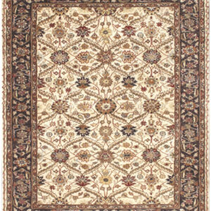 5' x 8' Ivory and Black Oriental Hand Tufted Non Skid Area Rug