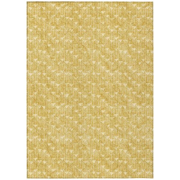 9' X 12' Gold Geometric Washable Non Skid Indoor Outdoor Area Rug