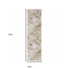 2' X 8' Ivory Tan Beige Grey And Brown Abstract Power Loom Stain Resistant Runner Rug