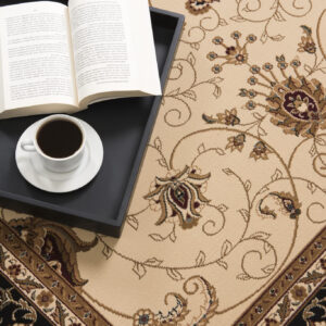 2’ x 8’ Cream and Black Decorative Runner Rug