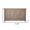 71" Sand Solid and Manufactured Wood Distressed Credenza