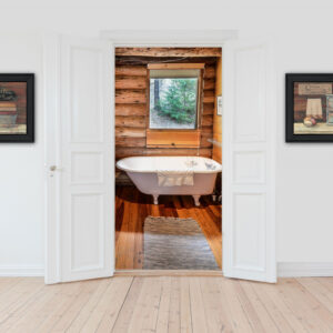 Set Of Two Hot Bath Or Clean Towels Black Framed Print Wall Art