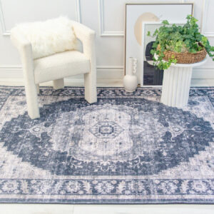 4' x 6' Black and Gray Oriental Area Rug