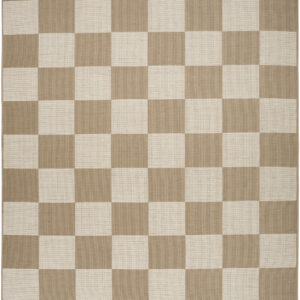 5' x 7' Natural and Ivory Geometric Power Loom Washable Non Skid Area Rug