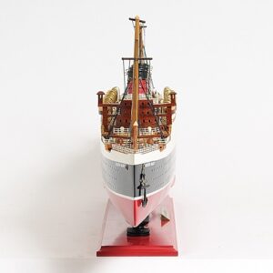 12" Black and Red RMS Queen Mary Large Boat Hand Painted Decorative Boat