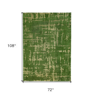 7' x 9' Green Abstract Non Skid Area Rug