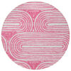 8' Round Blush Round Abstract Washable Non Skid Indoor Outdoor Area Rug