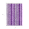 8' X 10' Purple Striped Washable Non Skid Indoor Outdoor Area Rug