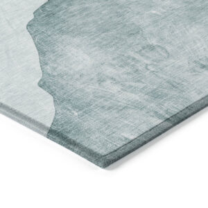 2' X 3' Teal Ivory and Gray Abstract Washable Non Skid Indoor Outdoor Area Rug