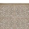 Gray Carved Scrollwork Distressed Solid Wood Queen Bed Frame