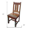 Set of Two Brown Wood Slat Back Dining Side Chairs