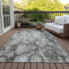 3' X 5' Silver Taupe And Ivory Abstract Washable Indoor Outdoor Area Rug