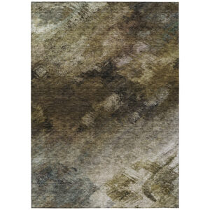 3' X 5' Chocolate And Beige Abstract Washable Indoor Outdoor Area Rug