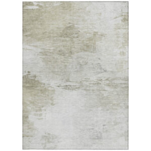 8' X 10' Ivory Beige And Taupe Abstract Washable Indoor Outdoor Area Rug