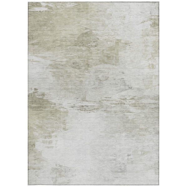 8' X 10' Ivory Beige And Taupe Abstract Washable Indoor Outdoor Area Rug