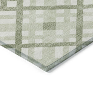 10' X 14' Artichoke Green And Olive Green Geometric Washable Indoor Outdoor Area Rug