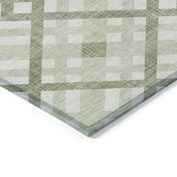 10' X 14' Artichoke Green And Olive Green Geometric Washable Indoor Outdoor Area Rug