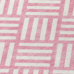 5' X 8' Pink And Ivory Geometric Washable Indoor Outdoor Area Rug