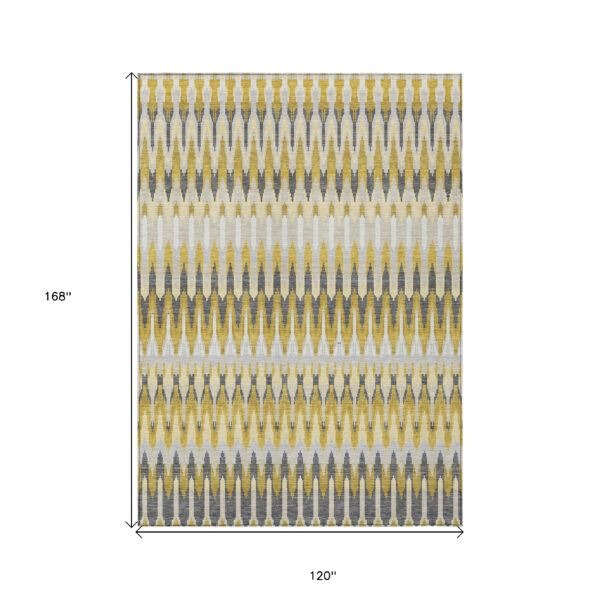 10' X 14' Gold Beige And Gray Southwestern Washable Indoor Outdoor Area Rug