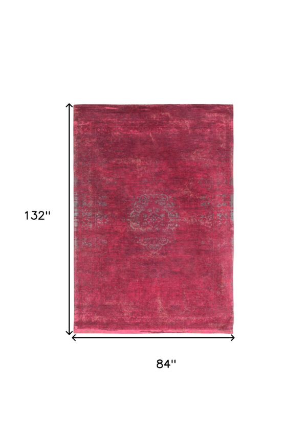 8' x 11' Gray and Pink Medallion Non Skid Area Rug