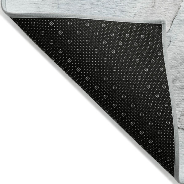 2' X 3' Ivory Blue and Gray Abstract Washable Non Skid Indoor Outdoor Area Rug