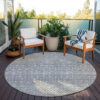 8' Silver Gray And Ivory Round Tribal Washable Indoor Outdoor Area Rug