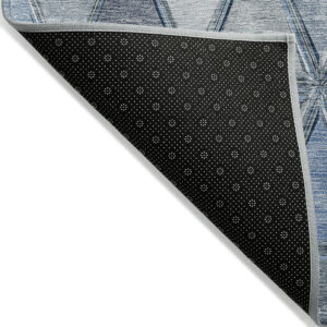 8' X 10' Denim Blue And Sky Blue Geometric Washable Indoor Outdoor Area Rug