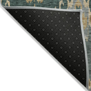 5' X 8' Green Gray And Gold Ikat Washable Indoor Outdoor Area Rug