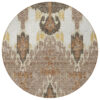 8' Brown Taupe And Beige Round Ikat Washable Indoor Outdoor Area Rug