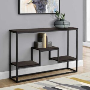 48" Brown and Black Frame Console Table With Shelves