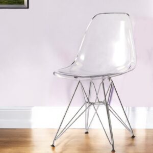 Clear And Silver Acrylic Dining Side Chair