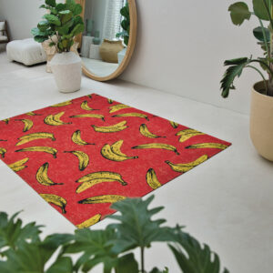 7' x 9' Red and Yellow Abstract Non Skid Area Rug