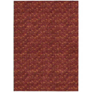9' X 12' Burgundy Geometric Washable Non Skid Indoor Outdoor Area Rug