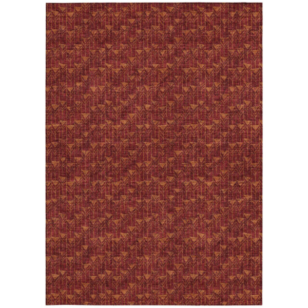 9' X 12' Burgundy Geometric Washable Non Skid Indoor Outdoor Area Rug