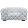 57" White And Black Top Grain Leather Tufted Arm Chair