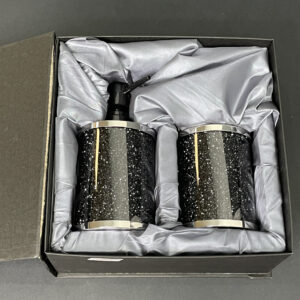 Two Piece Black Glass Bling Bathroom Accessory Set