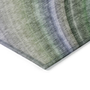10' X 14' Teal Blue Artichoke Green And Green Abstract Washable Indoor Outdoor Area Rug