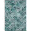 10' X 14' Teal Blue Aqua And Gray Abstract Washable Indoor Outdoor Area Rug