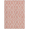 3' X 5' Salmon And Ivory Geometric Washable Indoor Outdoor Area Rug