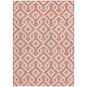 3' X 5' Salmon And Ivory Geometric Washable Indoor Outdoor Area Rug