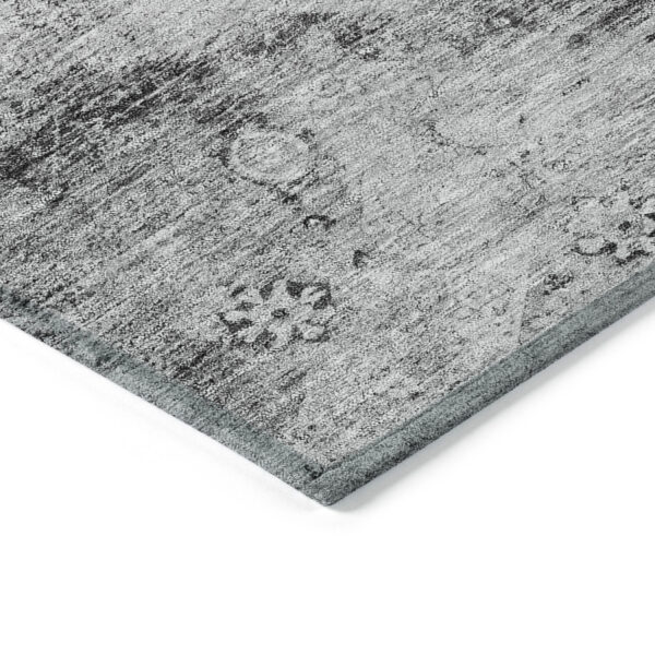 9' X 12' Gray Charcoal And Silver Oriental Washable Indoor Outdoor Area Rug