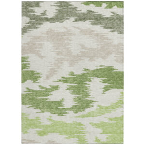 5' X 8' Olive Green And Beige Abstract Washable Indoor Outdoor Area Rug