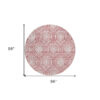 8' Pink Blush And Ivory Round Medallion Washable Indoor Outdoor Area Rug