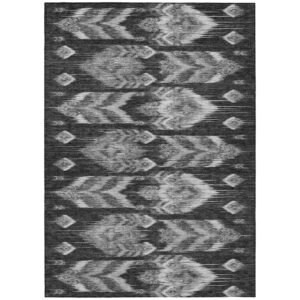 10' X 14' Black Charcoal And Silver Southwestern Washable Indoor Outdoor Area Rug